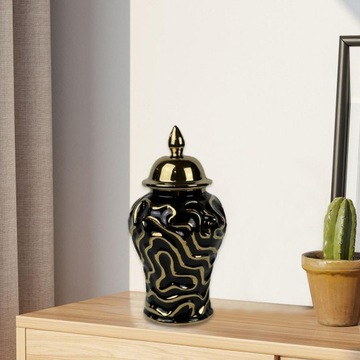 Фарфоровая банка для имбиря с крышкой Настольные предметы, черный,