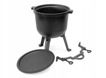 ЧУГУННЫЙ КОЛДЕЛЬ, СЪЕМНЫЕ НОЖКИ, ФИРМЕННЫЙ ИЗДЕЛИЕ, ОБЪЕМ: 8 литров, РУЧКА С ЗАЖИМАМИ