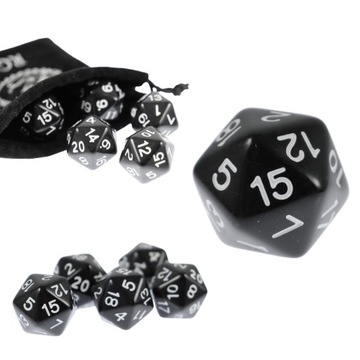 KOSTKA RPG CZARNA KOŚĆ DWUDZIESTOŚCIENNA K20