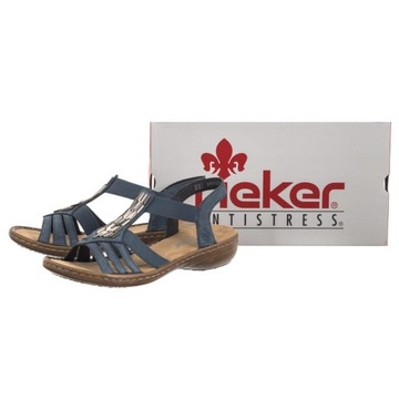 Buty Damskie Sandały Rieker Niebieskie 60800-14 Blue