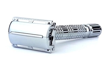 TRADYCYJNA MASZYNKA DO GOLENIA NA ŻYLETKI METALOWA DWUOSTRZOWA+ STOJAK