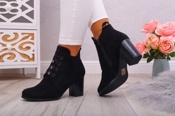 БОТИНКИ ЖЕНСКИЕ ЗИМНИЕ, ЧЕРНЫЕ, ЭЛЕГАНТНЫЕ, НА КАБЛУКЕ