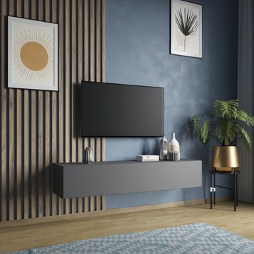 SZAFKA WISZĄCA RTV SZARY GRAFIT MDF DRZWI 160cm POINT TYPE-30 Meble-Craft