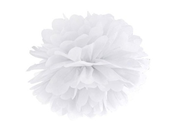 POMPON BIBUŁOWY BIAŁY 25 CM URODZINY DEKORACJA