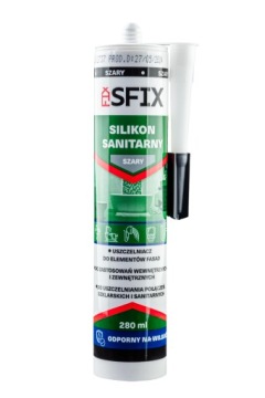 Silikon sanitarny SFIX SZARY 280ml WC ŁAZIENKA PLEŚNIOBÓJCZY 280ml