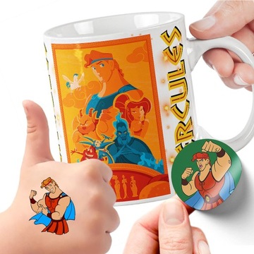 ZESTAW NA PREZENT KUBEK DLA DZIECI TATUAŻE NAKLEJKI HERKULES HERCULES