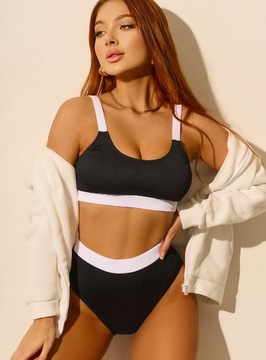 Бикини два -розычные купальники широкие ремни высокие трусики / л.