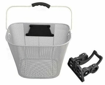 МЕТАЛЛИЧЕСКАЯ КОРЗИНА ДЛЯ ВЕЛОСИПЕДА, БЕЛАЯ ПЕРЕДНЯЯ ЧАСТЬ - ЗАЖИМ