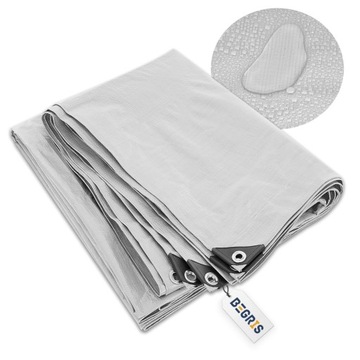 PLANDEKA PLANDEKI SREBRNA 5X8 BARDZO GRUBA 130G MOCNE OKRYCIE WZMOCNIONA