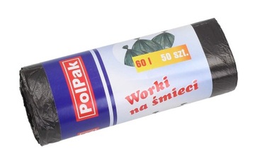 WOREK WORKI NA ŚMIECI ODPADY MOCNE DO KOSZA 60 L CZARNE 50 SZTUK