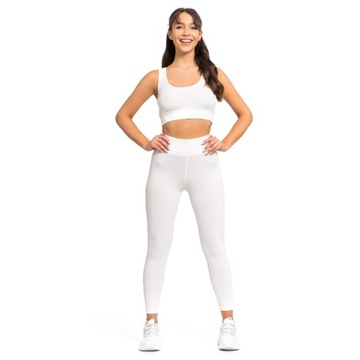 KOMPLET SPORTOWY PRĄŻKOWANY CROP TOP + LEGGINSY S