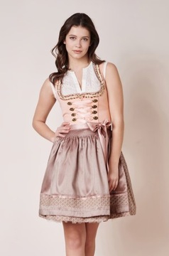 Sukienka na Oktoberfest Bawarska Dirndl pudrowy róż rozm. 34 dł.50 cm