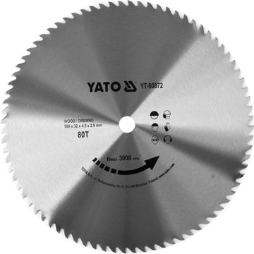 TARCZA DO DREWNA BEZ WIDII 500X80TX32MM YATO