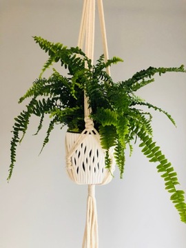 Подвесная подставка для цветов из ниток макраме, 80 см.