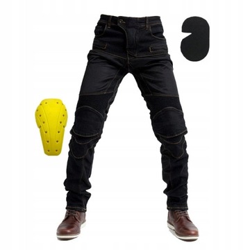 SPODNIE MOTOCYKLOWE BOJÓWKI MĘSKIE JEANSY KEVLAR