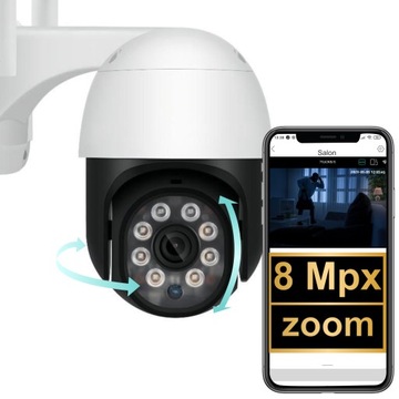 KAMERA ZEWNĘTRZNA OBROTOWA WIFI 8MPX INTERKOM 5x