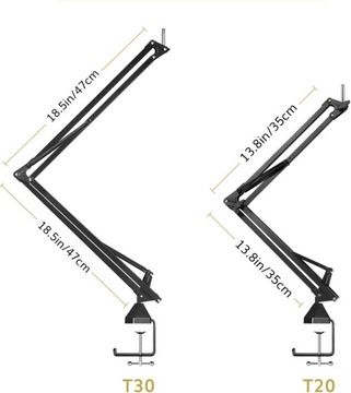 TONOR Микрофонная стойка, удлиненный шарнирный кронштейн с поп-фильтром, адаптируемый