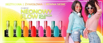 NEONY FLUO CLARESA 5+2 Lakiery hybrydowe top baza