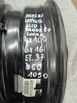 4× DISK OCELOVÝ RENAULT OE 403002053R 6.0" X 16" 4X100 ET 37
