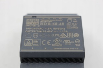 Zasilacz impulsowy HDR-60-48 szyna DIN 60W 48V 1.25A MEANWELL
