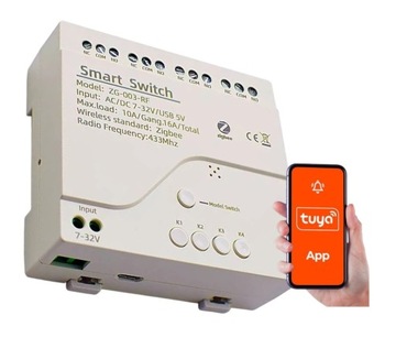 Beznapięciowy przekaźnik 4ch 4 kanały Zigbee RF433MHz Tuya