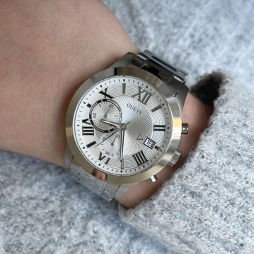 Srebrny zegarek męski Guess Atlas z bransoletką