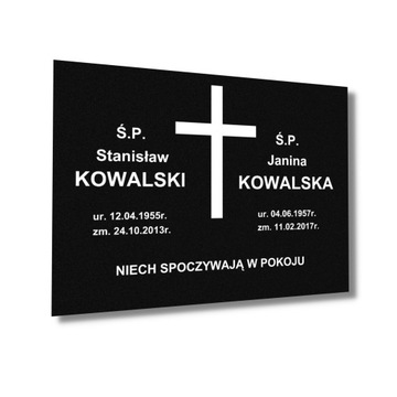 TABLICA NAGROBNA NAGROBKOWA ALUMINIUM wzór 40X30 CZARNY MAT NA GRÓB 1-4 zm