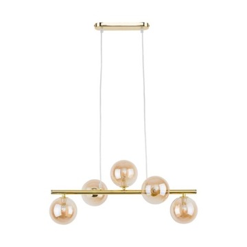 Lampa wisząca złota ESTERA GOLD LAMPA 5 miodowych kloszy