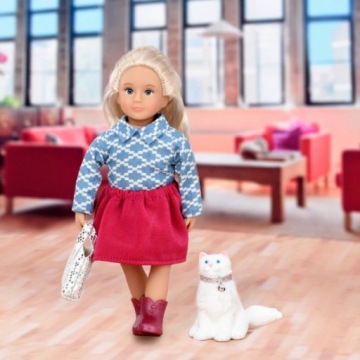 КУКЛА БЛОНДИНКА КАЙДЕНС С БЕЛОЙ КОШКОЙ