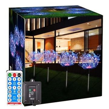 4 IN 1 LAMPA SOLARNA OGRODOWA LAMPKA NOWY 4X120 LED FAJERWERKI Z PILOT CE