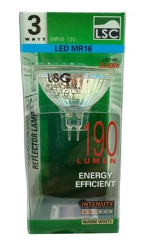 Żarówka LED MR16 LSC 190lm barwa ciepła biała 12V 3W 3000K
