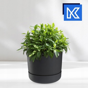 ЦВЕТОЧНЫЙ ГОРШОК НА ПОДСТАВКЕ 20см АНТРАЦИТОВЫЙ