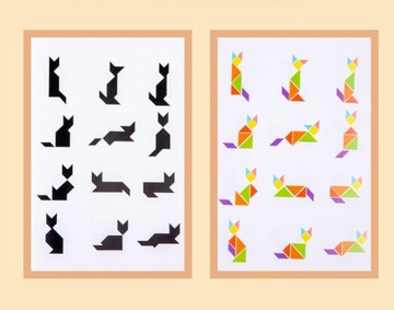 ЛОГИЧЕСКАЯ ИГРА МАГНИТНЫЙ ТАНГРАМ ДЕРЕВЯННЫЕ БЛОКИ + БЕСПЛАТНЫЕ ТИК-ТАК-ТАК