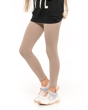 УТЕПЛЕННЫЕ ЛЕГГИНГИ ДЛЯ ДЕВОЧЕК, ЛЕГГИНСЫ БЕЖЕВЫЕ 140