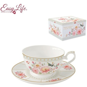 Filiżanka i spodek Easy Life - A Day in the Garden 220ml Porcelana