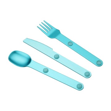 Camping Cutlery Set Knife Spoon Spork Set Portable Reusable Metal Blue