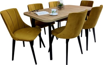 Zestaw stół rozkładany 80/140 + 6 krzeseł loft