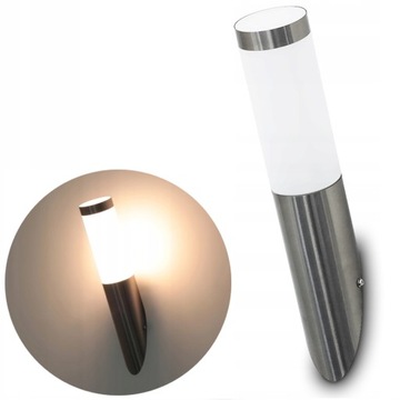 KINKIET ZEWNĘTRZNY ŚCIENNY SREBRNY INOX DO LED E27 LAMPA ELEWACYJNA IP44