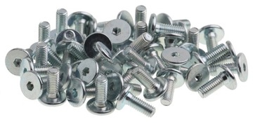 ŚRUBA SZWEDZKA MEBLOWA M6 x 15 mm 50 sztuk PŁASKA