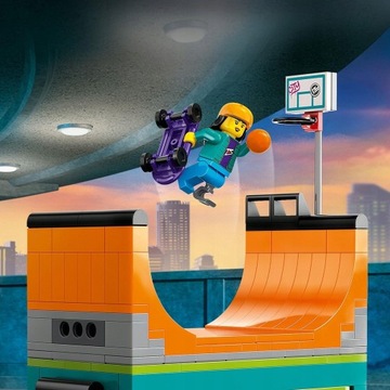 СКЕЙПАРК LEGO CITY STREET 4 МИНИФИГУРЫ И 4 МАШИНЫ ВЕЛОСИПЕД СКЕЙТБОРД ХИТ