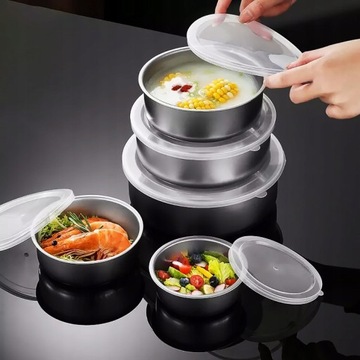 Миски из нержавеющей стали, контейнеры с крышками, набор из 5 шт.