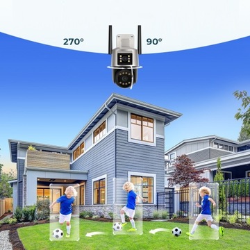 ДВОЙНАЯ WIFI IP УМНАЯ НАРУЖНАЯ ВРАЩАЮЩАЯСЯ КАМЕРА 2x 3MPx ОБНАРУЖЕНИЕ 6MPx 6MP