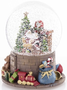 СТЕКЛЯННАЯ МУЗЫКАЛЬНАЯ ШКАТУЛКА СНЕЖНЫЙ ШАР СВЯТОГО САНТА