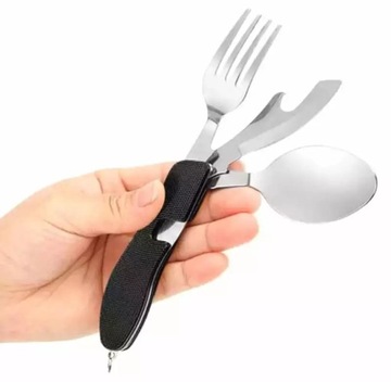 ТУРИСТИЧЕСКИЙ ESSENTIAL 4в1 НОЖ ЛОЖКА ВИЛКА ОТКРЫВАТЕЛЬ Столовые приборы для выживания