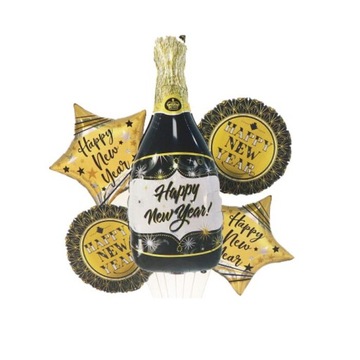 SYLWESTER BALONY ZESTAW HAPPY NEW YEAR SZAMPAN5SZT