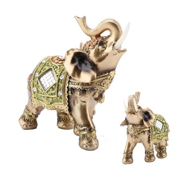SZCZĘŚCIE FENG SHUI ZIELONY SŁOŃ STATUA RZEŹBA
