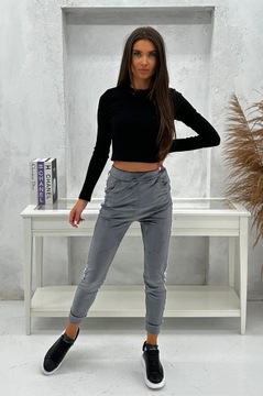 WE993 roz. 3XL DAMSKIE SPODNIE WELUROWE GŁADKIE