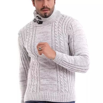 Мужской толстый теплый шерстяной свитер с высоким воротником