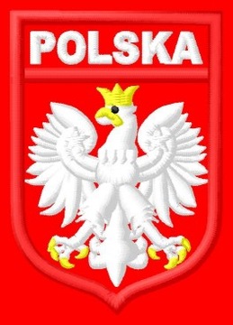 Naszywka godło Polska Polski haftowana z termofolią