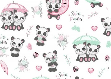 Pielucha Flanelowa 60x80 Panda Biała
